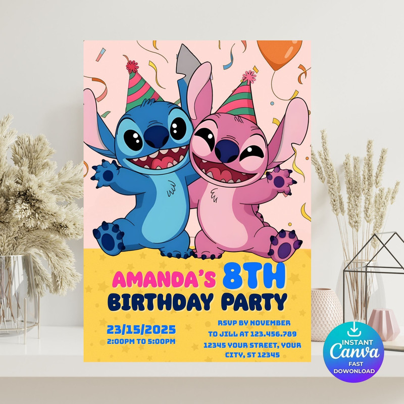 Stitch Birthday Invitation Template Kids Birthday Invite Stitch Invitation Stitch Party Mobile I 3