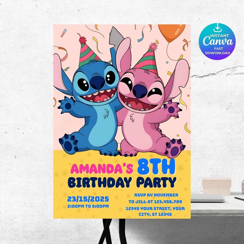 Stitch Birthday Invitation Template Kids Birthday Invite Stitch Invitation Stitch Party Mobile I 7