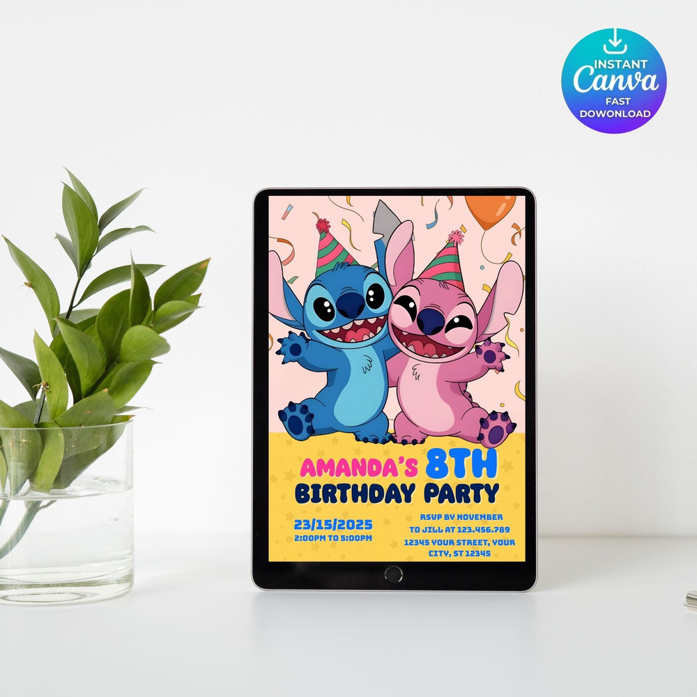 Stitch Birthday Invitation Template Kids Birthday Invite Stitch Invitation Stitch Party Mobile I 8