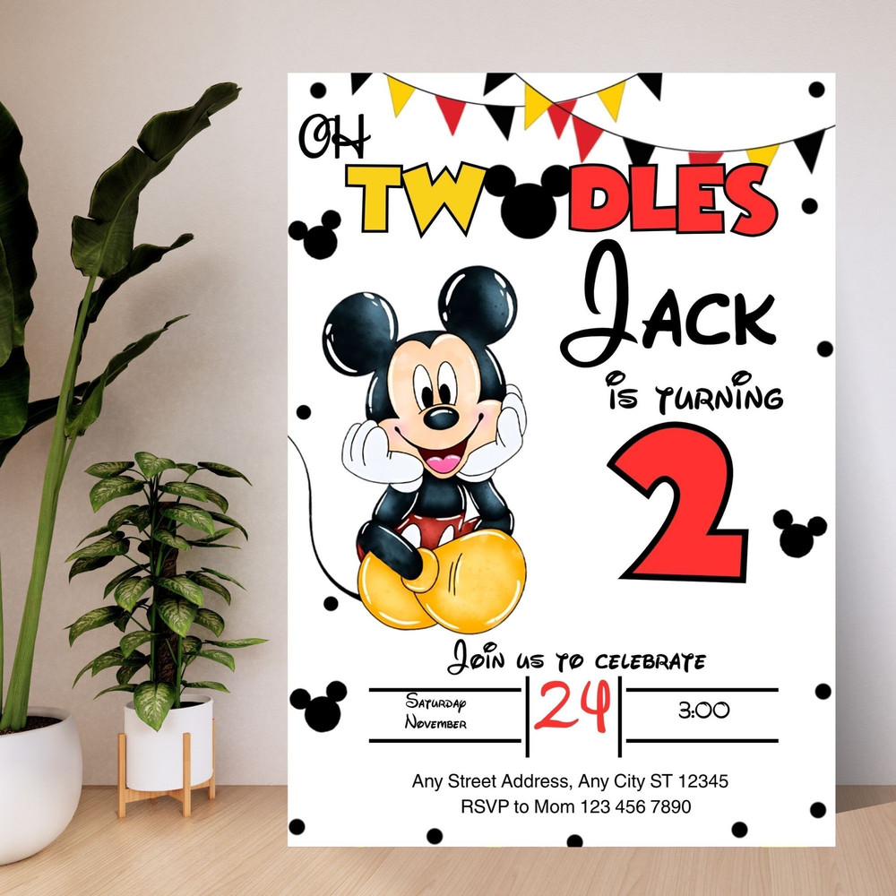 Oh Twodles Invitation Mickey Birthday Invitation Mickey Mouse Invitations Mouse Editable Invitation 2