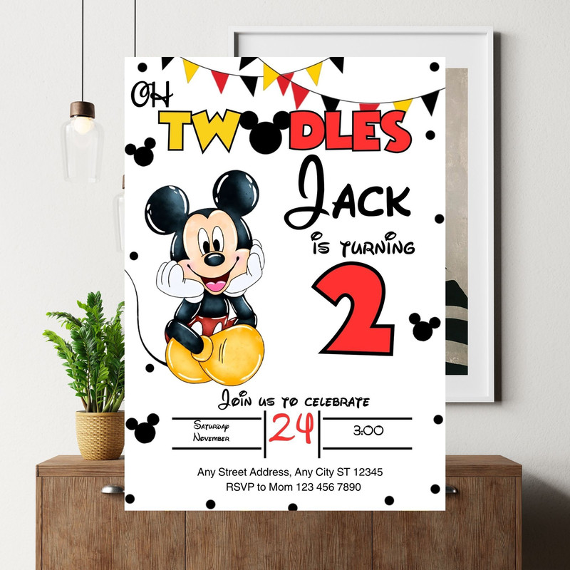 Oh Twodles Invitation Mickey Birthday Invitation Mickey Mouse Invitations Mouse Editable Invitation 4