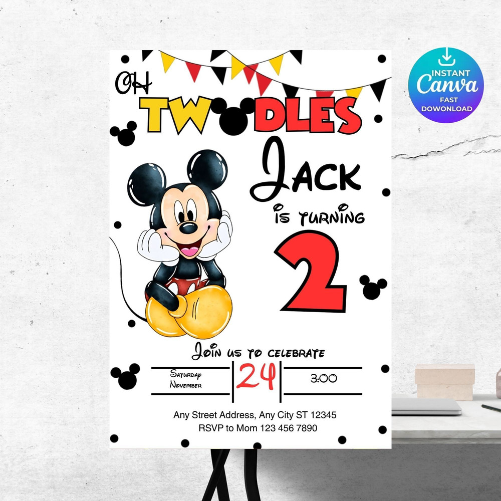 Oh Twodles Invitation Mickey Birthday Invitation Mickey Mouse Invitations Mouse Editable Invitation 6