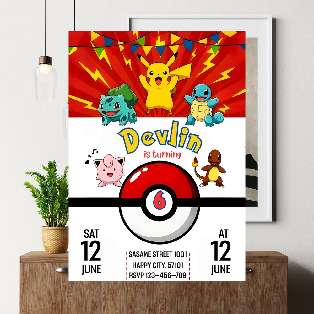 Editable Pokemon Birthday Invitation Printable Pikachu Invite Pokemon Card Party Invite Digital Tem 3