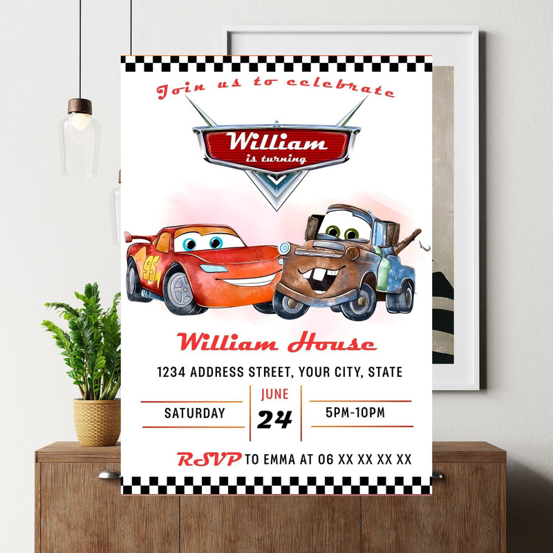 Cars McQueen Invitation Lightning Mcqueen Birthday Invitation Cars Birthday Invitation McQueen Mate 4