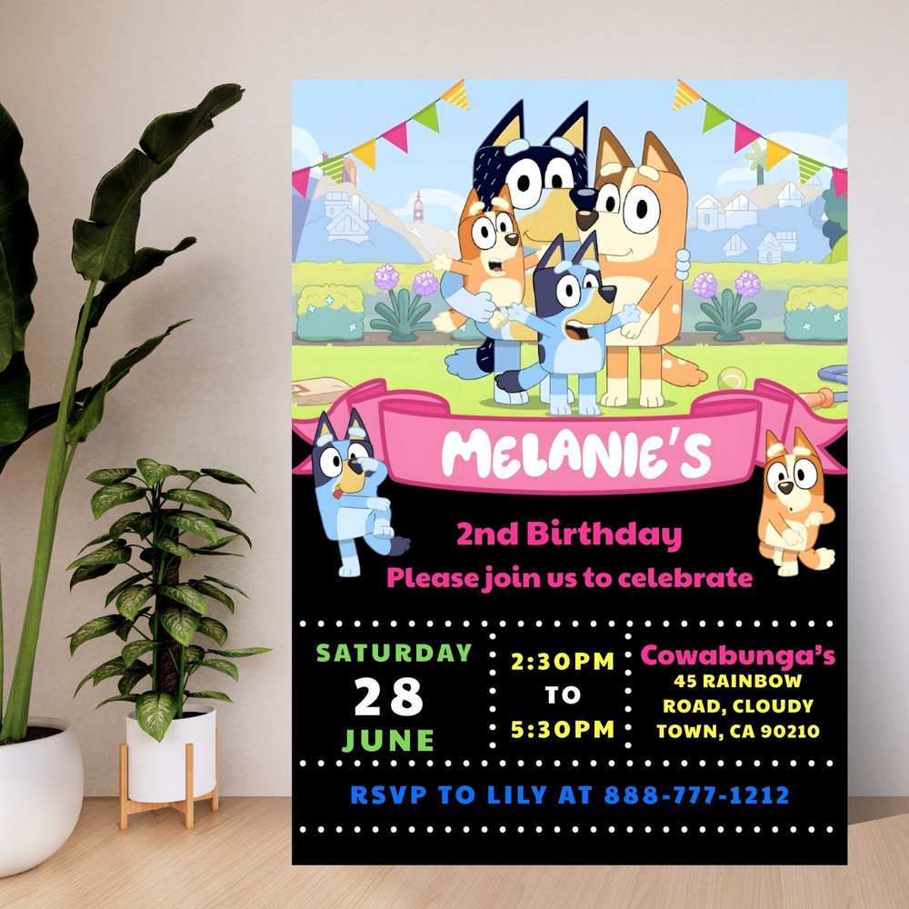 Bluey Birthday Invitation Bluey Invitation Bluey Party Invitation Editable Printable Canva Template 0