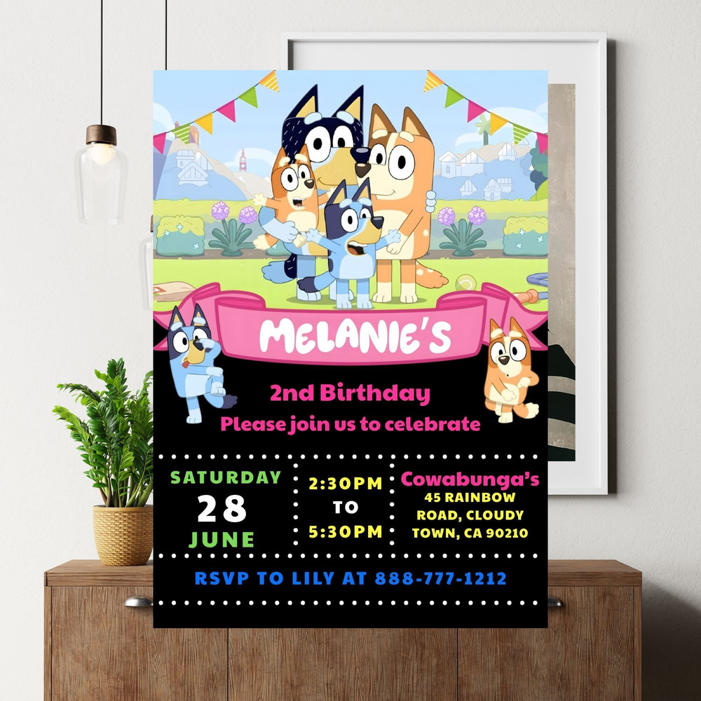 Bluey Birthday Invitation Bluey Invitation Bluey Party Invitation Editable Printable Canva Template 3