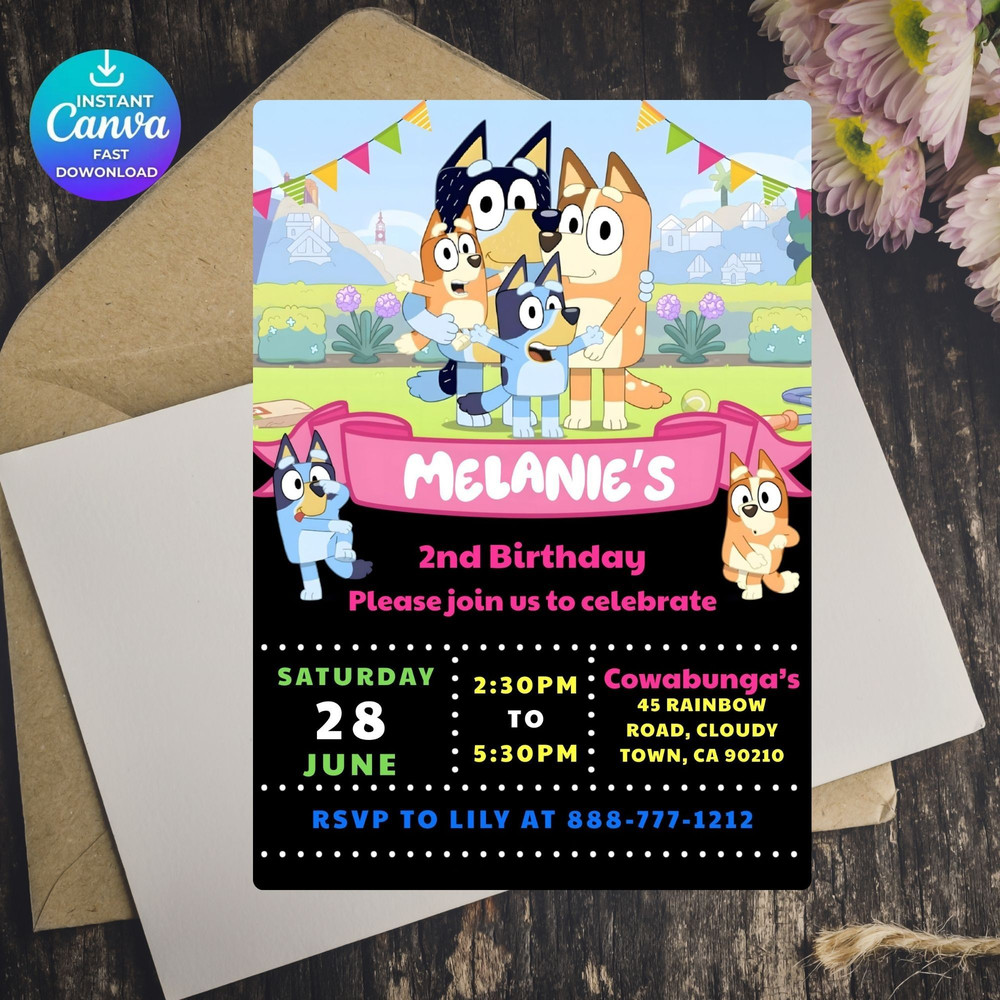 Bluey Birthday Invitation Bluey Invitation Bluey Party Invitation Editable Printable Canva Template 4