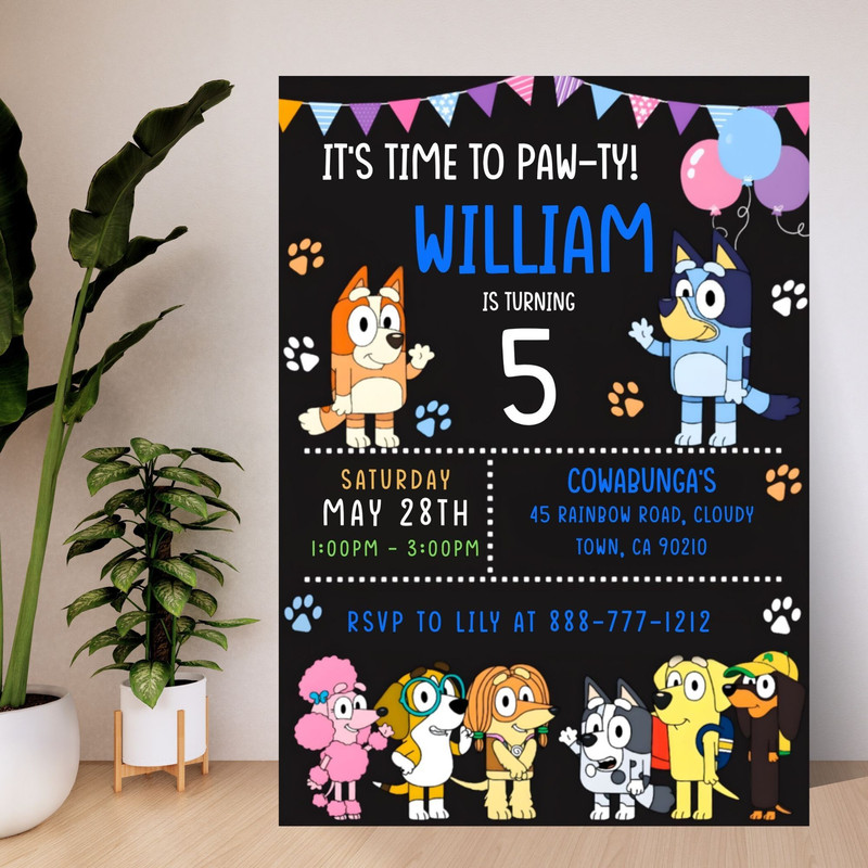 Bluey Birthday Invitation Bluey Invitation Editable Printable Canva Template Digital Instant Bluey 1