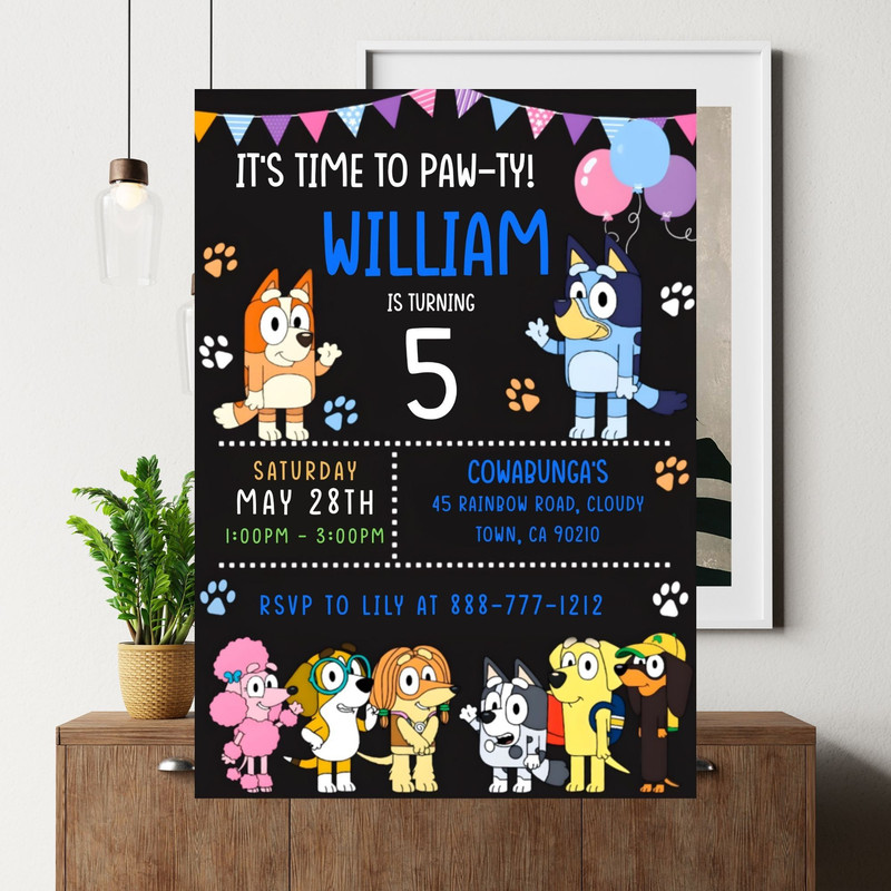 Bluey Birthday Invitation Bluey Invitation Editable Printable Canva Template Digital Instant Bluey 3