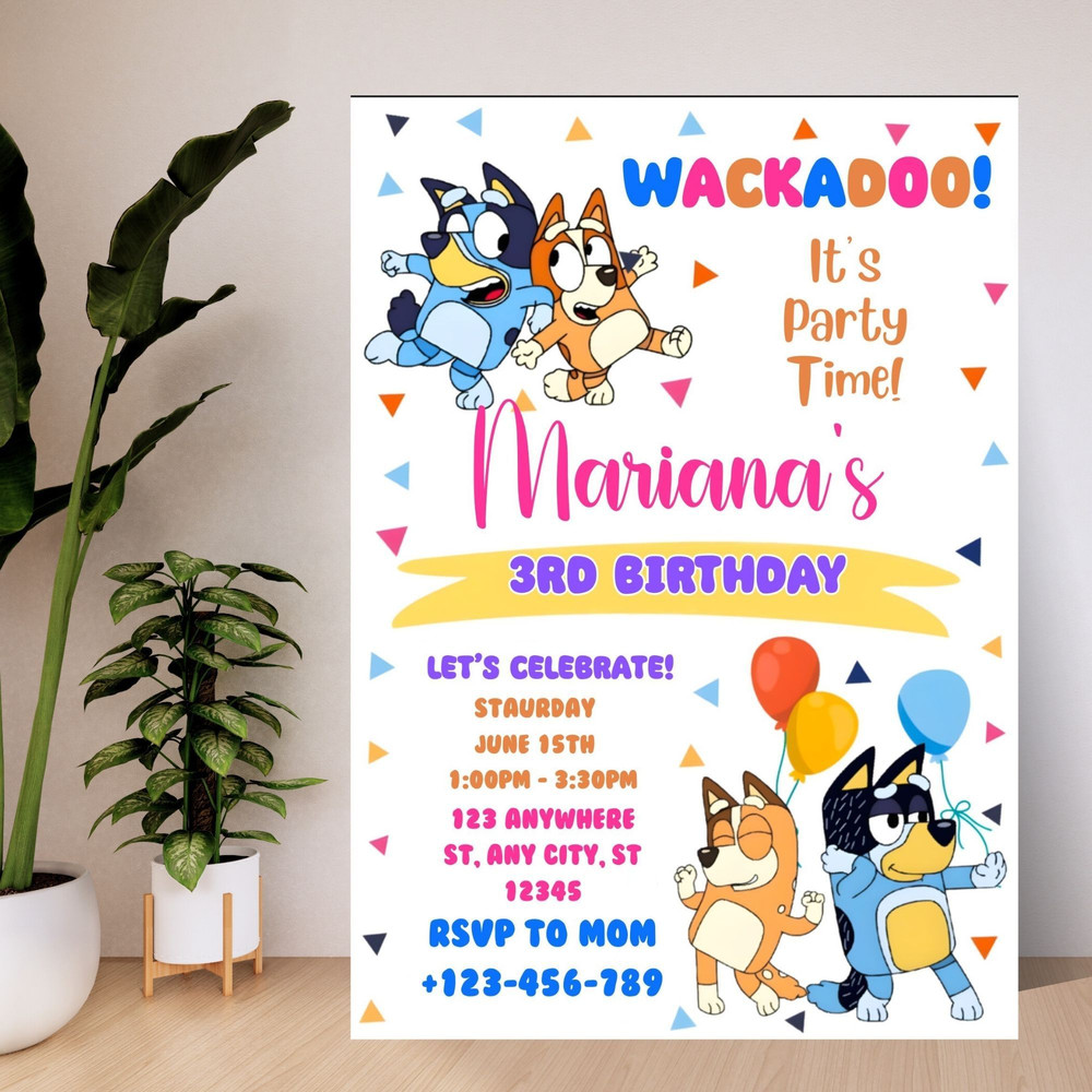 Bluey Birthday Invitation Birthday Invitation Instant Download Print And Sharing Blue Dog Invitatio 2