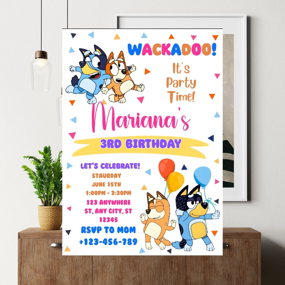 Bluey Birthday Invitation Birthday Invitation Instant Download Print And Sharing Blue Dog Invitatio 4