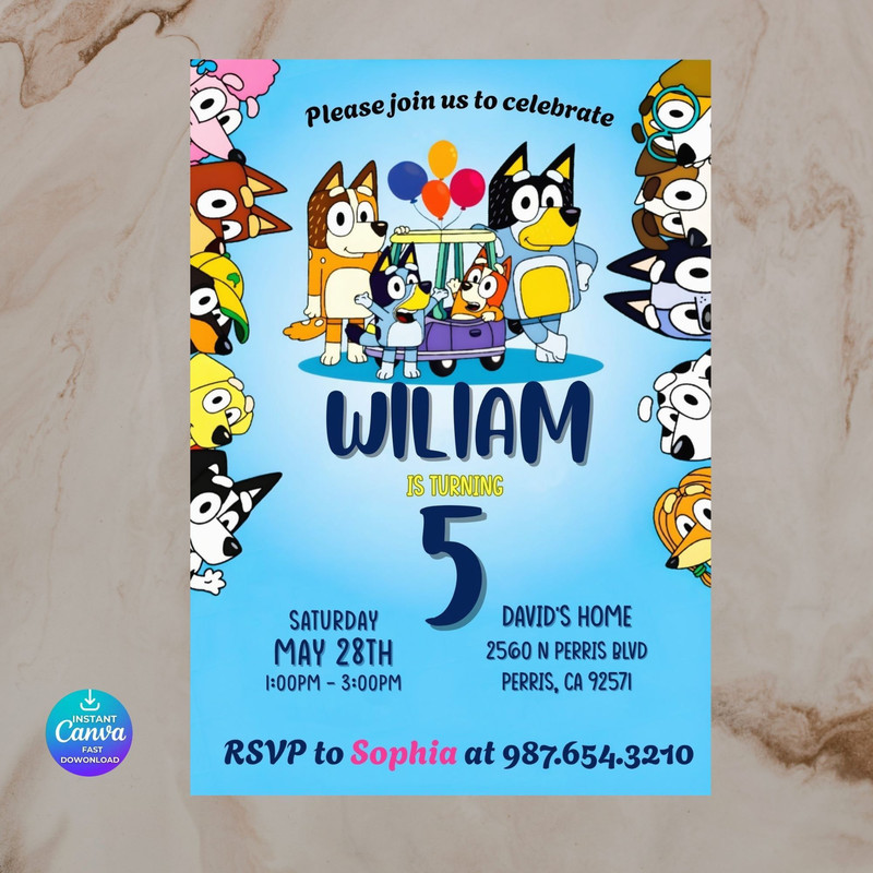 Bluey Birthday Invitation Birthday Invitation Birthday Girl Party Invite Bluey Birthday Party Invit 1