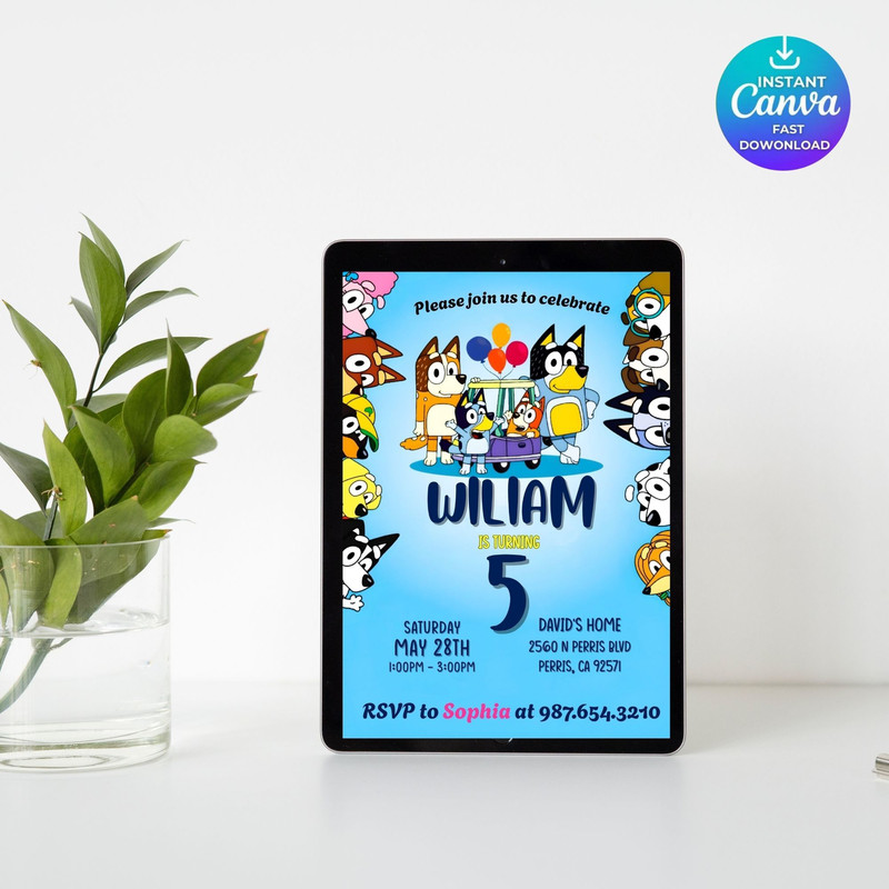 Bluey Birthday Invitation Birthday Invitation Birthday Girl Party Invite Bluey Birthday Party Invit 8