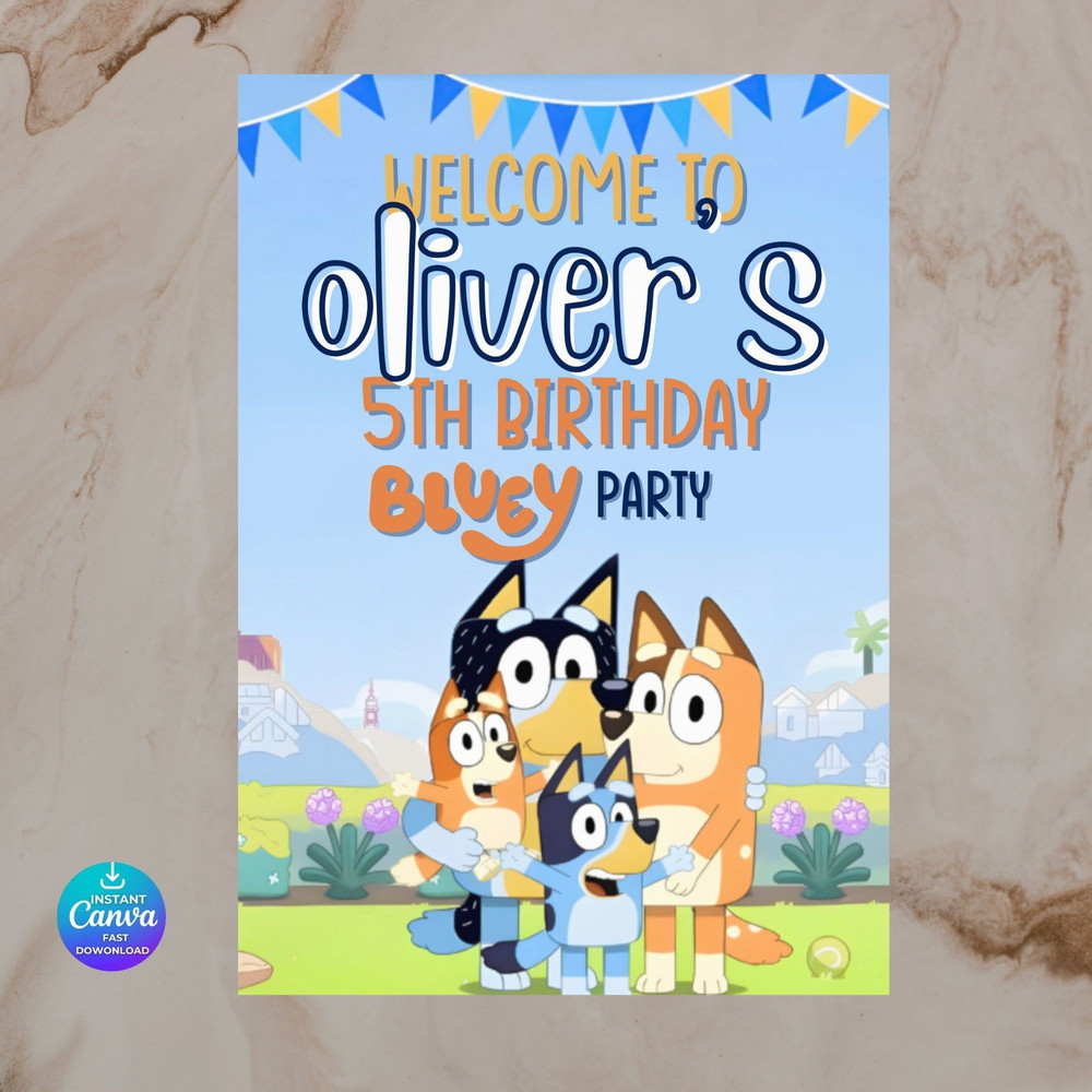Bluey Birthday Invitation Bluey Birthday Party Invite Editable Printable Canva Template Digital I 0