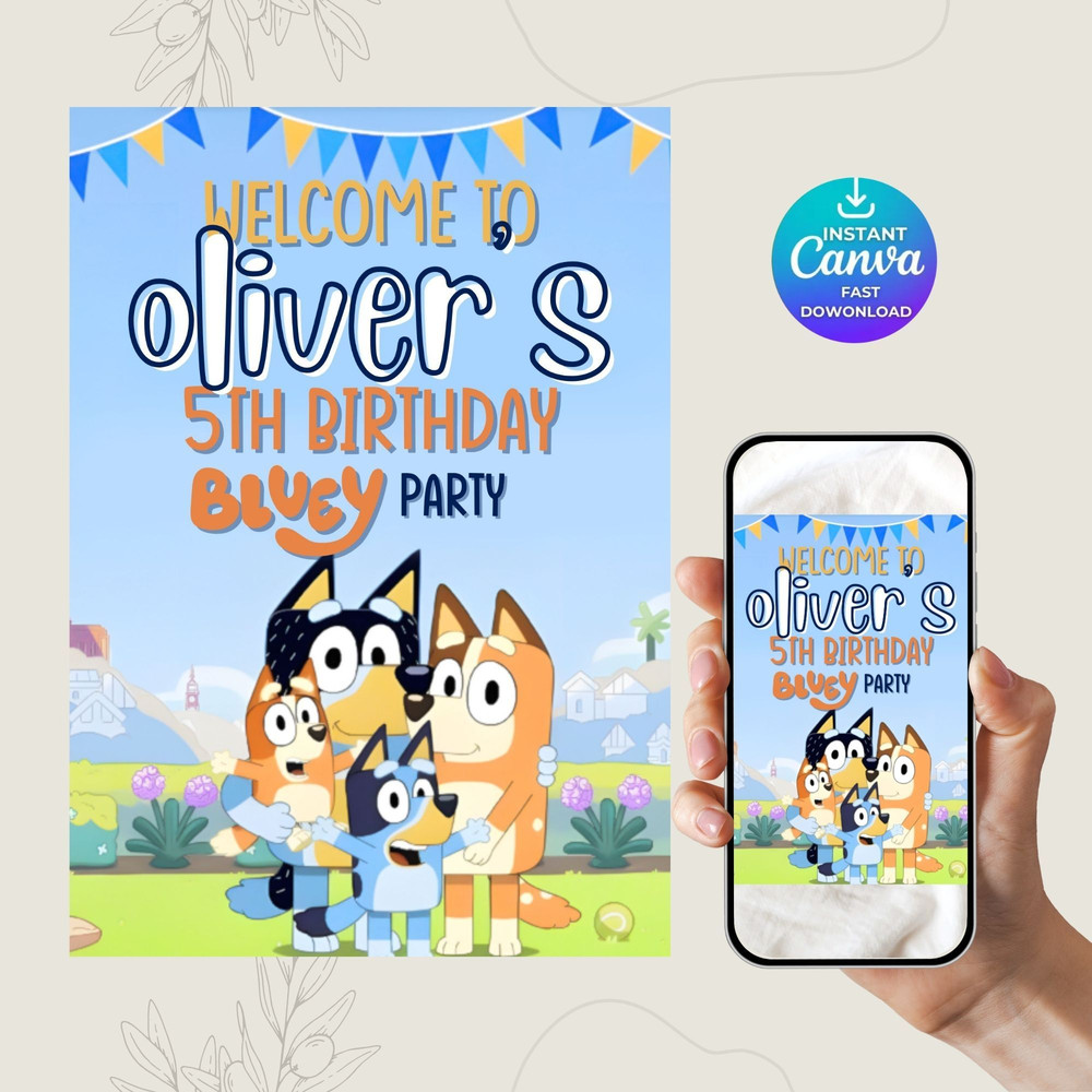 Bluey Birthday Invitation Bluey Birthday Party Invite Editable Printable Canva Template Digital I 9