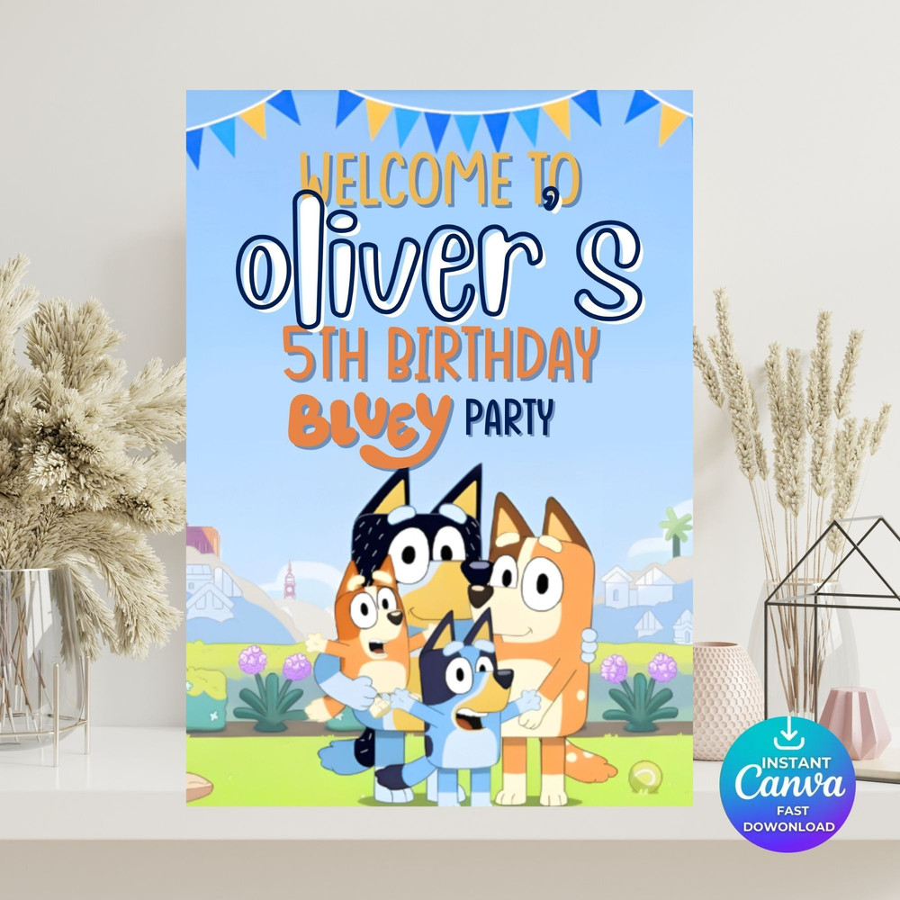 Bluey Birthday Invitation Bluey Birthday Party Invite Editable Printable Canva Template Digital I 2