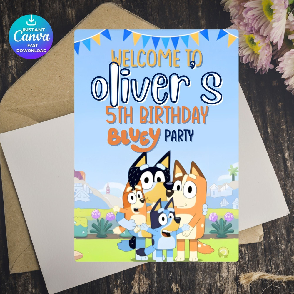 Bluey Birthday Invitation Bluey Birthday Party Invite Editable Printable Canva Template Digital I 4