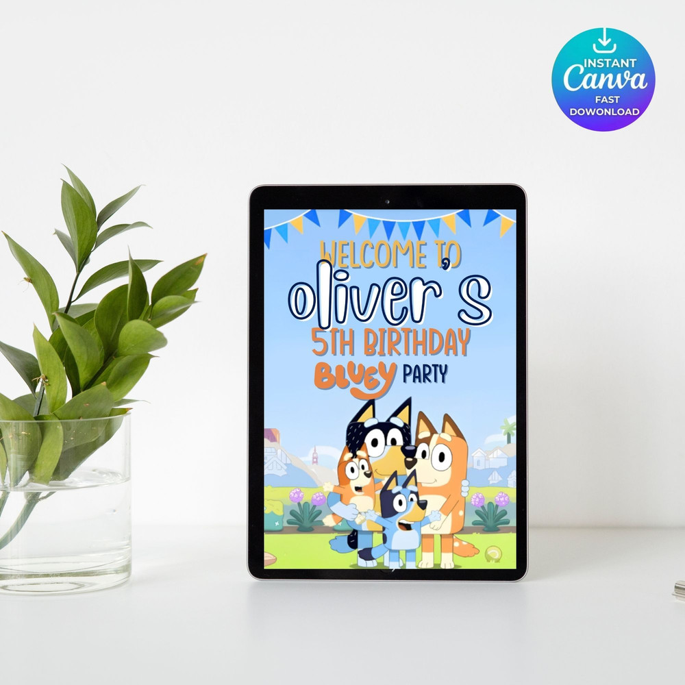 Bluey Birthday Invitation Bluey Birthday Party Invite Editable Printable Canva Template Digital I 7