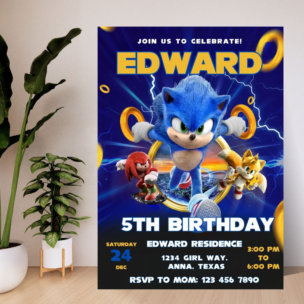 Sonic Editable Birthday Invitation Hedgehog Party Invitation Template Printable For Boy And Girl In 2