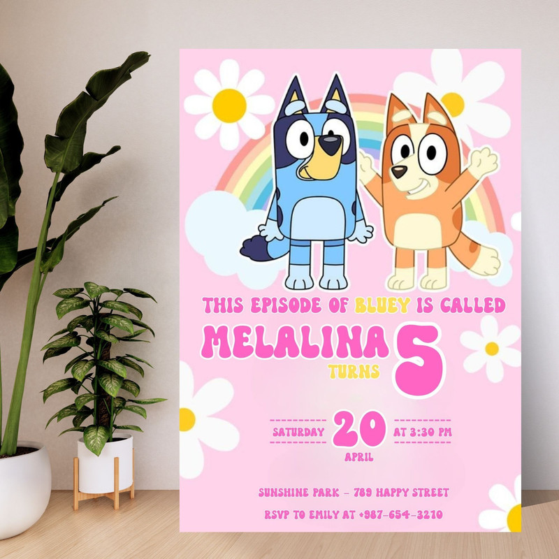 Bluey Birthday Invitation Editable Template For Kids Party Blue Dog Printable Invite Digital Downlo 1