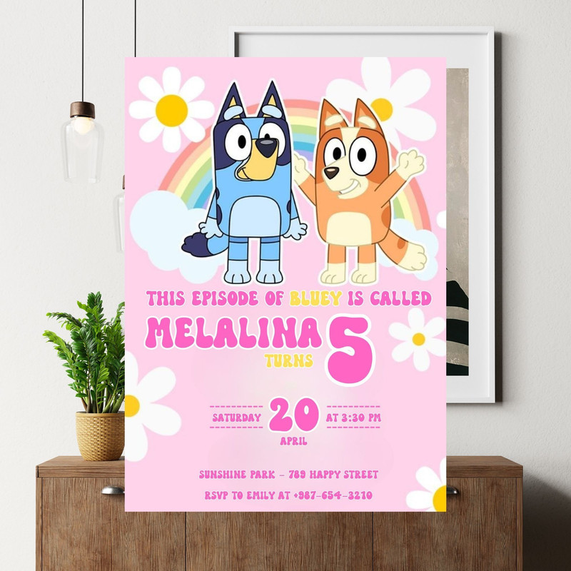 Bluey Birthday Invitation Editable Template For Kids Party Blue Dog Printable Invite Digital Downlo 3