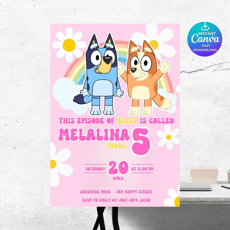Bluey Birthday Invitation Editable Template For Kids Party Blue Dog Printable Invite Digital Downlo 6