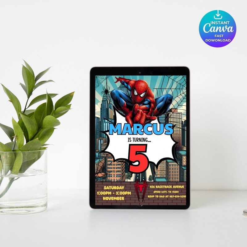 Spider Man Invitation Spiderman Boys Birthday Party Digital Invitation Kids Birthday Card Digital D 7
