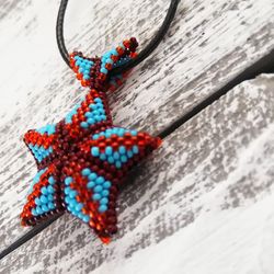 Beaded star pendant , Mini star pendant , star jewelry