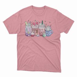 cute easter coffee latte bunnies cup easter egg happy easter day cute bunnies egg trendy retro unisex trending tee shirt