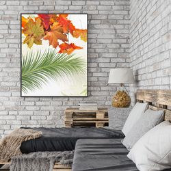 Wall art decor, wall art autumn design, wall art autumn leaves, wall art print, wall art home decor, living room decor,