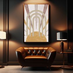 Boho digital printable geometric pattern sunrise, printable wall art, living room wall art print, wall decor, wall art
