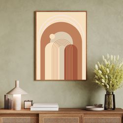 Boho geometric beige, brown wall art print, digital printable wall art home decor, bedroom design, living room wall art
