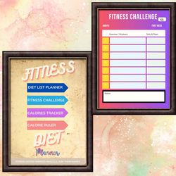 3 in bundle diet,fitness, and calories tracker planner template,diet planner template,fitness planner template,printable