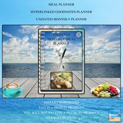 Digital Meal Planner-Undated Monthly Meal Planner-Meal Prep-Meal Plan Template-Goodnotes Ipad Planner-Grocery List-Menu