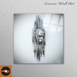 wall art, glass art, glass, 3d effect portrait, 3d glass, silver glass art, trendy wall art, abstract glass,
