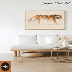 tiger animal vintage wall art antique illustration retro boho room decor canvas nature print canvas frame eclectic minim