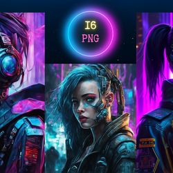 CyberPunk Girl 15 png.  digital download, cyberpunk Art, cyberpunk instant download, cyberpunk art