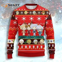 golden girls chibi ugly christmas sweater