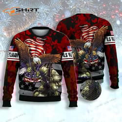 eagle veteran patriot american flag womens ugly christmas sweater