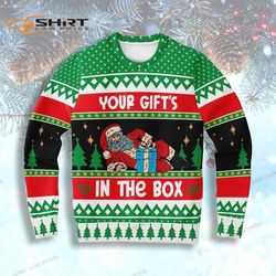your gifts in the box ugly christmas sweater
