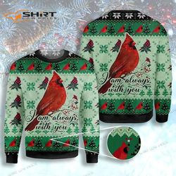 cardinal i am always with you ugly christmas sweater