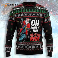 santa and motor ugly christmas sweater