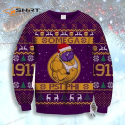 omega 1911 bulldog psi phi christmas ugly christmas sweater