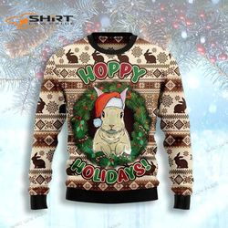rabbit happy holidays ugly christmas sweater