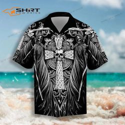 skull grim 3d hawaiian shirt