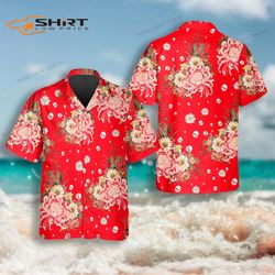 rose flower skull hawaiian shirt