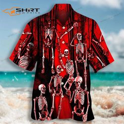 skull action figure hawaiian shirt
