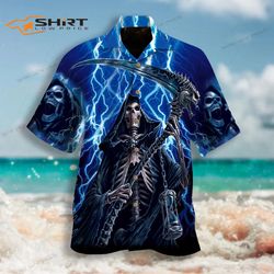 skeleton skull hawaiian shirt for men women