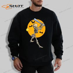 halloween baseball skeleton sweatshirt