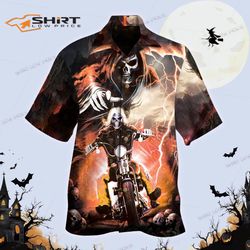 death and ride skull hawaiian shirt for men women